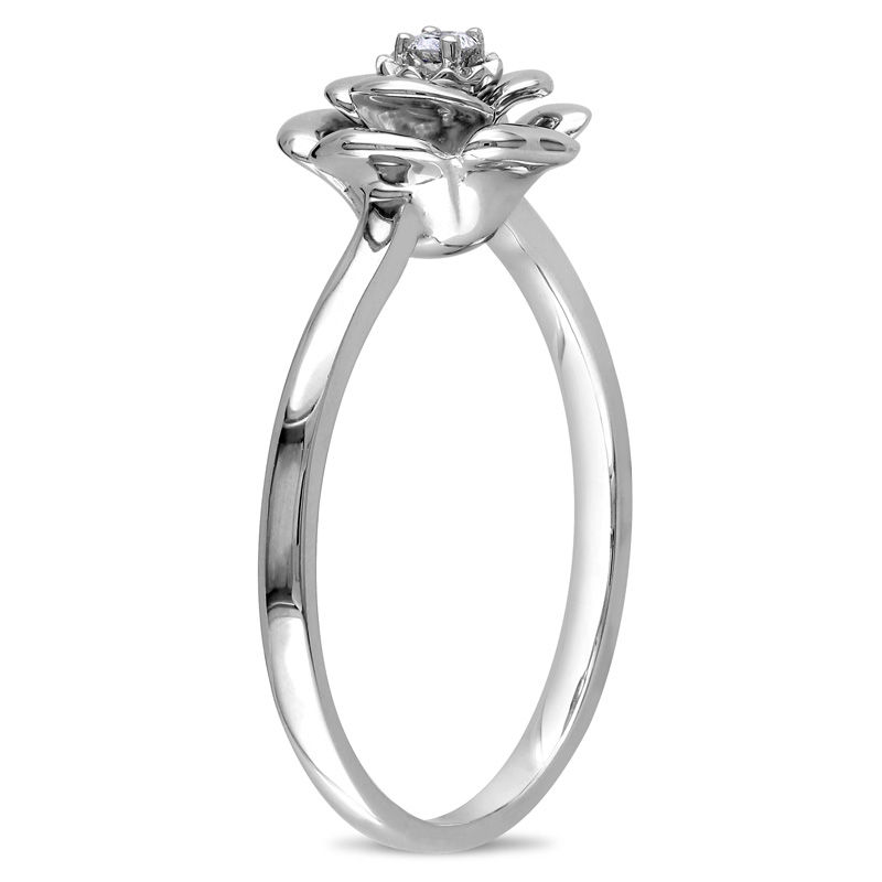 Diamond Accent Solitaire Rose Ring in Sterling Silver|Peoples Jewellers