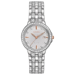 Ladies' Citizen Eco-Drive® Silhouette Crystal Watch With Silver-Tone Dial (Model: EW2340-58A)