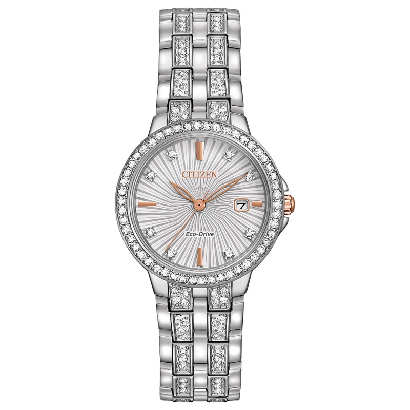 Main Image 1 of Ladies' Citizen Eco-Drive® Silhouette Crystal Watch With Silver-Tone Dial (Model: EW2340-58A)
