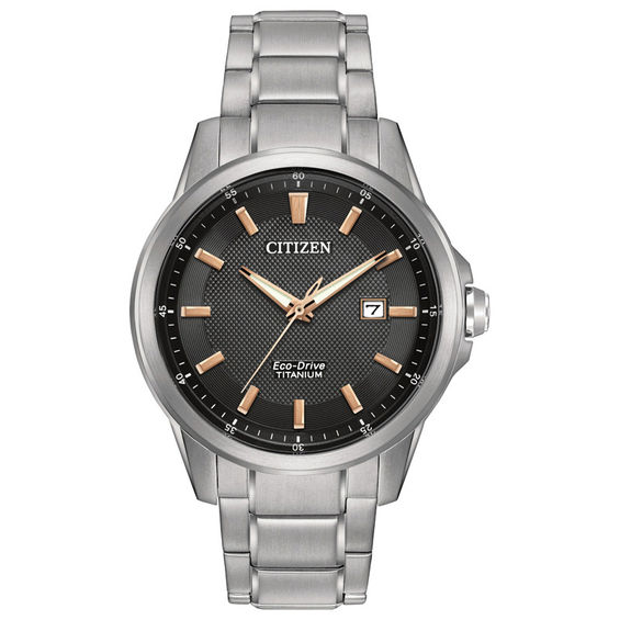 Men s Citizen Eco Drive Titanium Watch with Black Dial Model AW1490 50E Peoples Jewellers