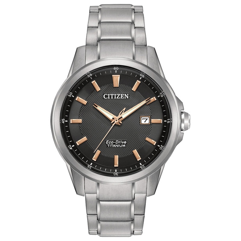 Men's Citizen Eco-Drive® Titanium Watch with Black Dial (Model: AW1490-50E)|Peoples Jewellers
