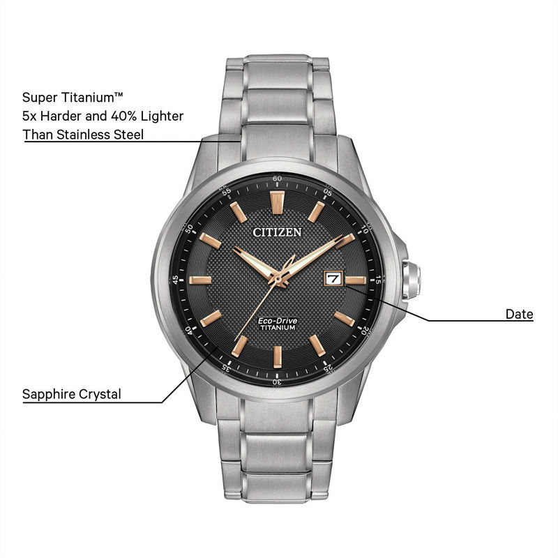 Men's Citizen Eco-Drive® Titanium Watch with Black Dial (Model: AW1490-50E)