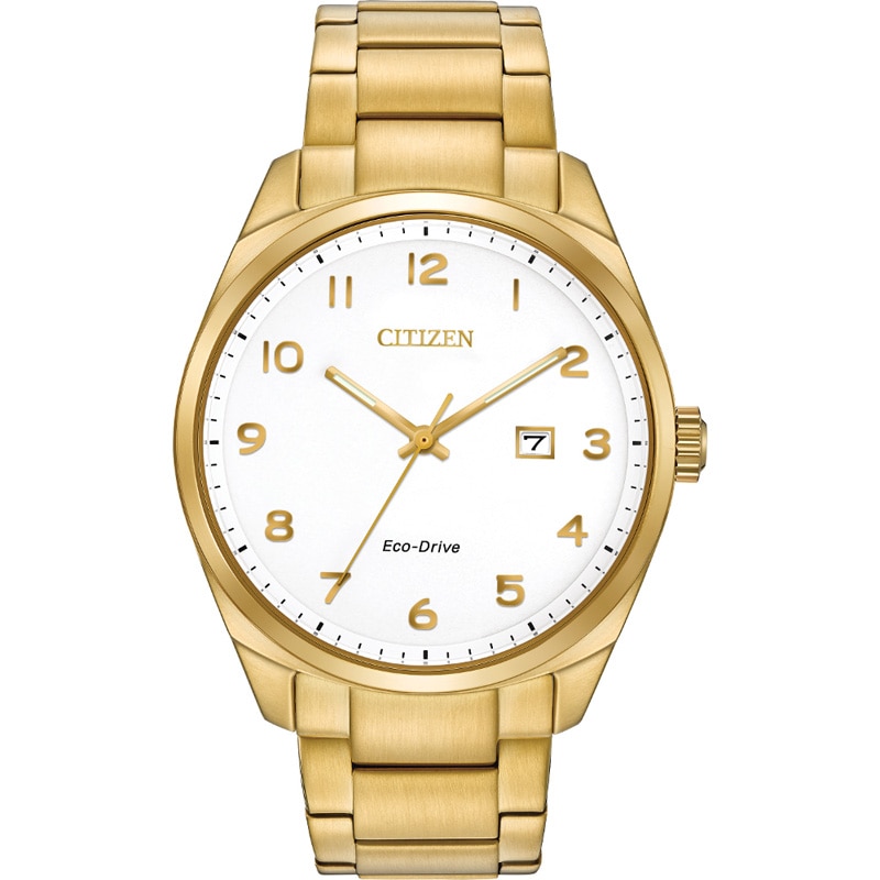 Men's Citizen Eco-Drive® Gold-Tone Watch with White Dial (Model: BM7322-81B)