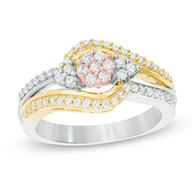 0.45 CT. T.W. Diamond Composite Bypass Engagement Ring in Sterling Silver and 10K Two-Tone Gold|Peoples Jewellers