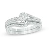 Thumbnail Image 1 of 0.23 CT. T.W. Diamond Composite Bypass Bridal Set in Sterling Silver
