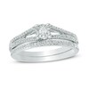 Thumbnail Image 1 of 0.18 CT. T.W. Diamond Split Shank Bridal Set in 10K White Gold