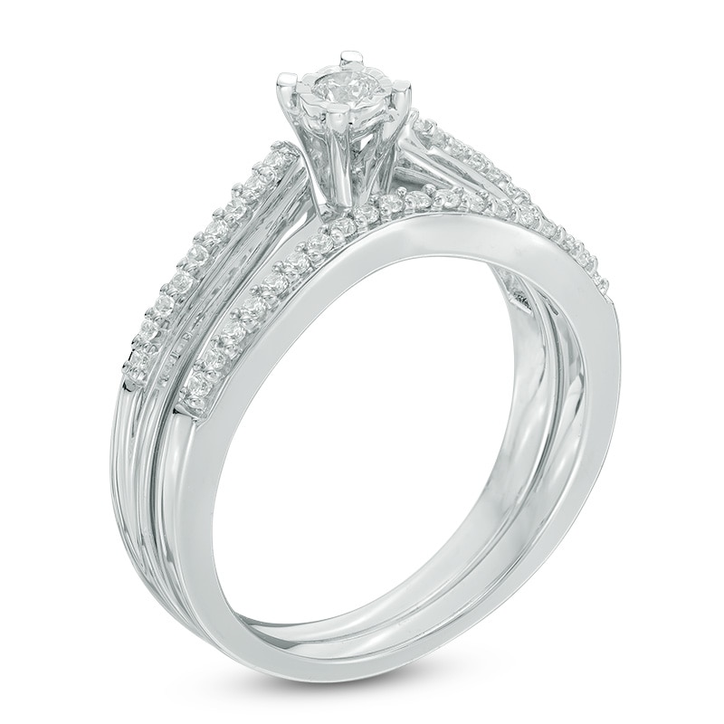 0.23 CT. T.W. Diamond Bridal Set in Sterling Silver