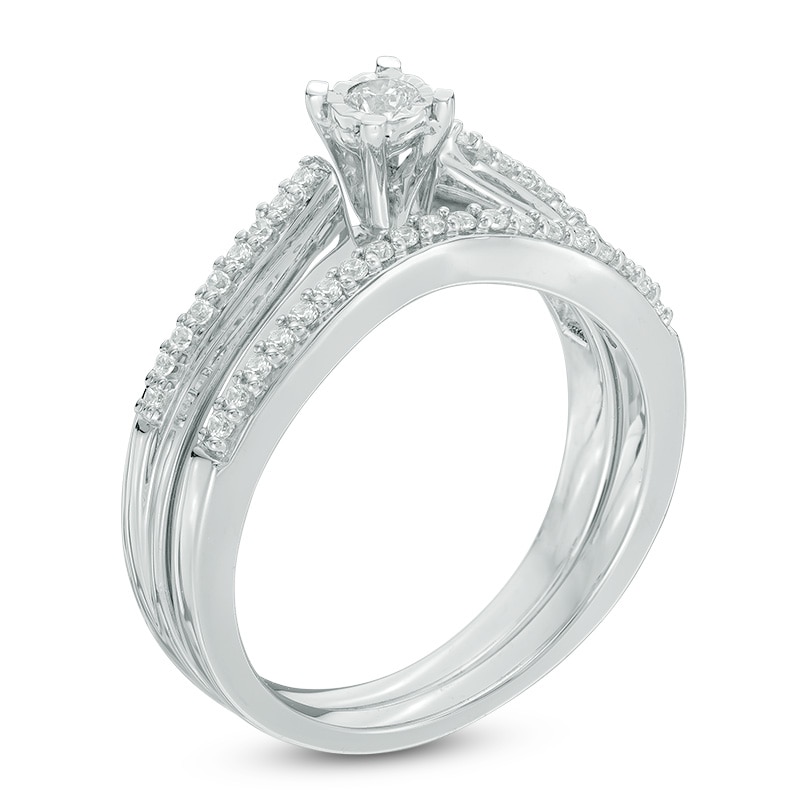 Main Image 2 of 0.23 CT. T.W. Diamond Bridal Set in Sterling Silver
