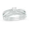 Thumbnail Image 0 of 0.23 CT. T.W. Princess-Cut Diamond Crossover Bridal Set in 10K White Gold