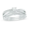 Thumbnail Image 1 of 0.23 CT. T.W. Princess-Cut Diamond Crossover Bridal Set in 10K White Gold