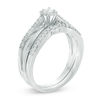 Thumbnail Image 1 of 0.23 CT. T.W. Princess-Cut Diamond Crossover Bridal Set in 10K White Gold