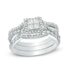 Thumbnail Image 0 of 0.50 CT. T.W. Quad Princess-Cut Diamond Twist Shank Three Piece Bridal Set in Sterling Silver