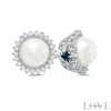 Thumbnail Image 1 of Vera Wang Love Collection Akoya Cultured Pearl and 0.13 CT. T.W. Diamond Star Frame Stud Earrings in 14K White Gold