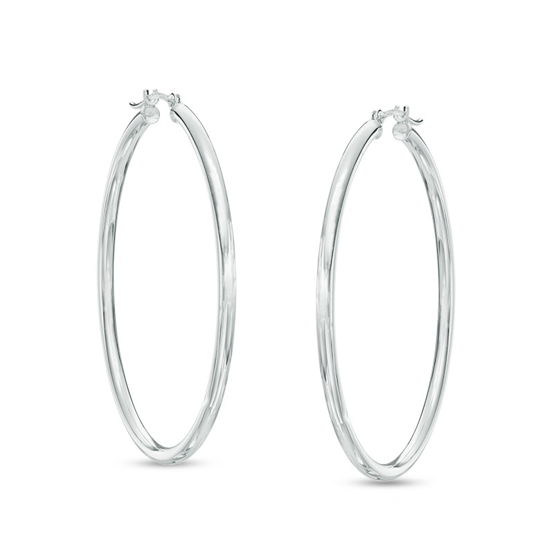 40.0mm Hoop Earrings in Hollow 14K White Gold|Peoples Jewellers