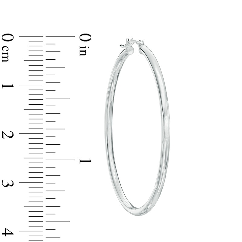 Main Image 2 of 40.0mm Hoop Earrings in Hollow 14K White Gold