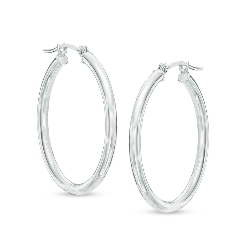 25.0mm Hoop Earrings in Hollow 14K White Gold|Peoples Jewellers