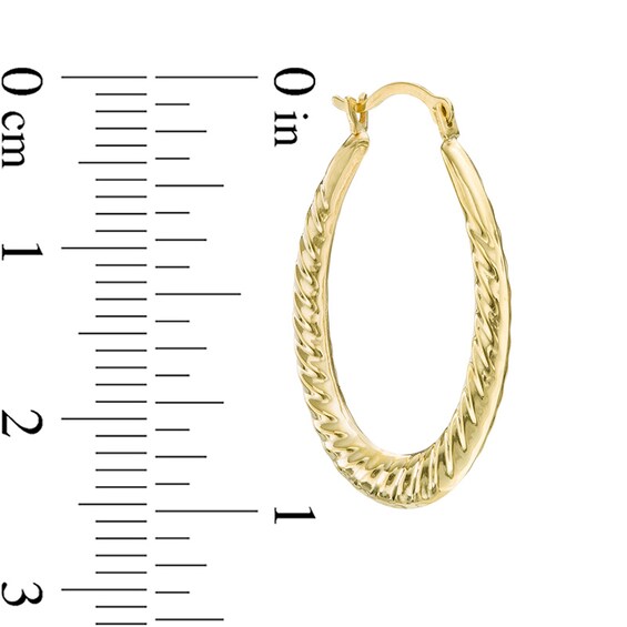 Ribbed Oval Hoop Earrings in Hollow 14K Gold
