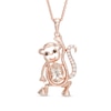 Thumbnail Image 1 of Oval Morganite, Smoky Quartz and Lab-Created White Sapphire Monkey Pendant in Sterling Silver with 14K Rose Gold Plate