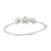 Thumbnail Image 0 of 0.15 CT. T.W. Diamond Triple Pinwheel Flower Hinged Bangle in Sterling Silver and 10K Gold