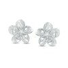 Diamond Accent Pinwheel Flower Stud Earrings in Sterling Silver