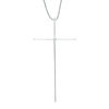Diamond Accent Elongated Cross Pendant in Sterling Silver - 16"