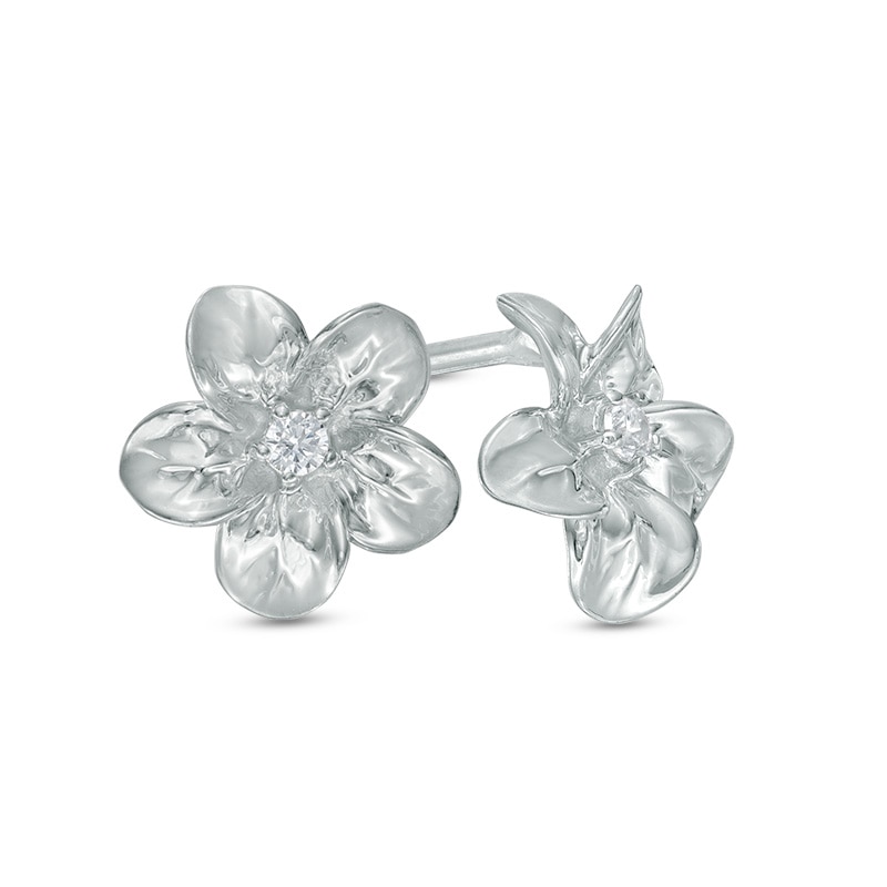 Diamond Accent Flower Stud Earrings in Sterling Silver|Peoples Jewellers
