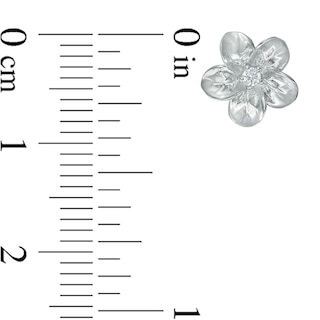Diamond Accent Flower Stud Earrings in Sterling Silver