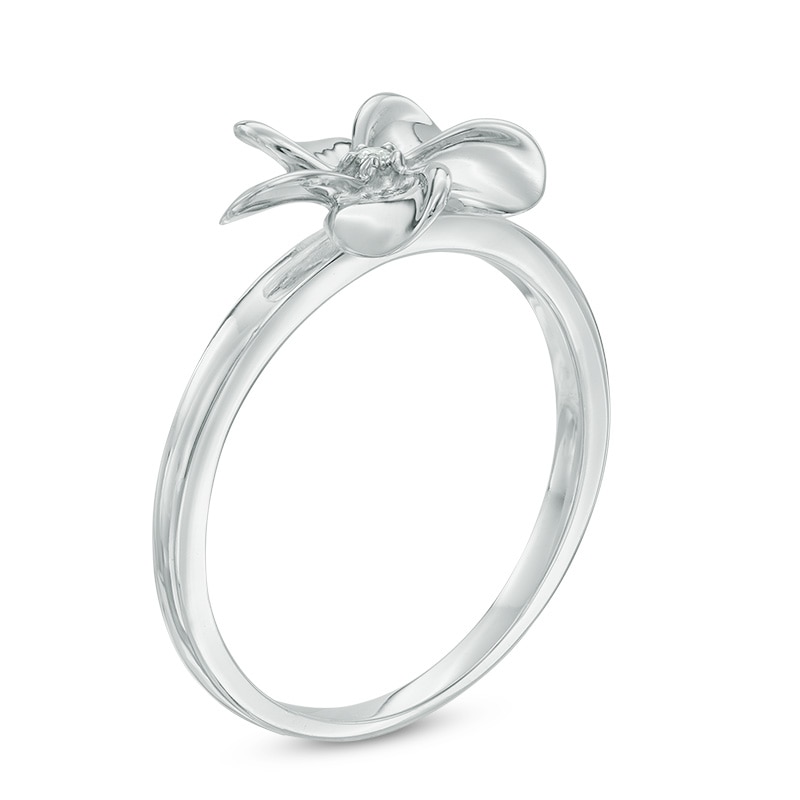 Diamond Accent Pinwheel Flower Ring in Sterling Silver