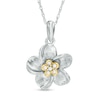 Thumbnail Image 0 of Diamond Accent Pinwheel Flower Pendant in Sterling Silver and 10K Gold