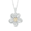Thumbnail Image 0 of 0.15 CT. T.W. Diamond Pinwheel Flower Pendant in Sterling Silver and 10K Gold