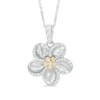 0.15 CT. T.W. Diamond Pinwheel Flower Pendant in Sterling Silver and 10K Gold