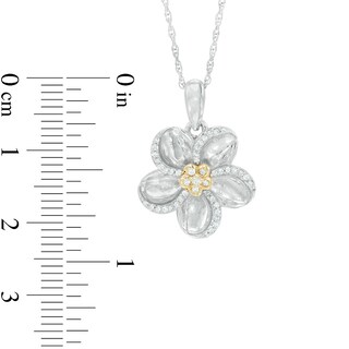 0.15 CT. T.W. Diamond Pinwheel Flower Pendant in Sterling Silver and 10K Gold