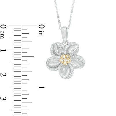 0.15 CT. T.W. Diamond Pinwheel Flower Pendant in Sterling Silver and 10K Gold