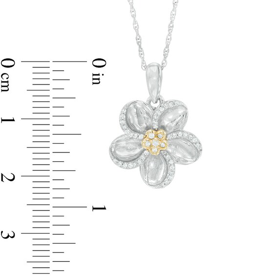 0.15 CT. T.W. Diamond Pinwheel Flower Pendant in Sterling Silver and 10K Gold