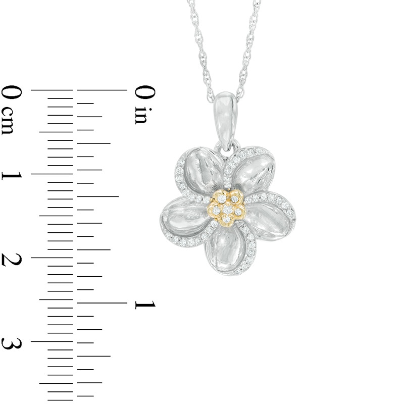 0.15 CT. T.W. Diamond Pinwheel Flower Pendant in Sterling Silver and 10K Gold