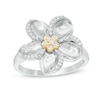 Thumbnail Image 0 of 0.15 CT. T.W. Diamond Flower Ring in Sterling Silver and 10K Gold