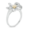 Thumbnail Image 1 of 0.15 CT. T.W. Diamond Flower Ring in Sterling Silver and 10K Gold