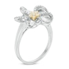 Thumbnail Image 2 of 0.15 CT. T.W. Diamond Flower Ring in Sterling Silver and 10K Gold