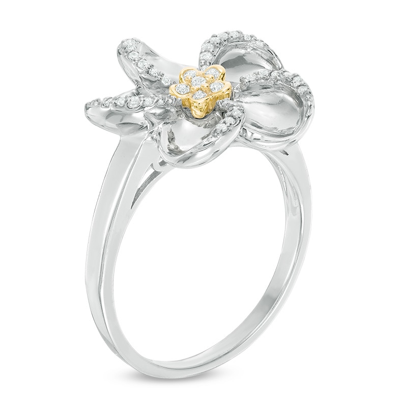 0.15 CT. T.W. Diamond Flower Ring in Sterling Silver and 10K Gold