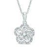 Thumbnail Image 1 of Diamond Accent Pinwheel Frame Flower Pendant in 10K White Gold