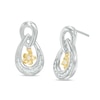 Thumbnail Image 0 of 0.30 CT. T.W. Diamond Flower Teardrop Earrings in Sterling Silver and 10K Gold