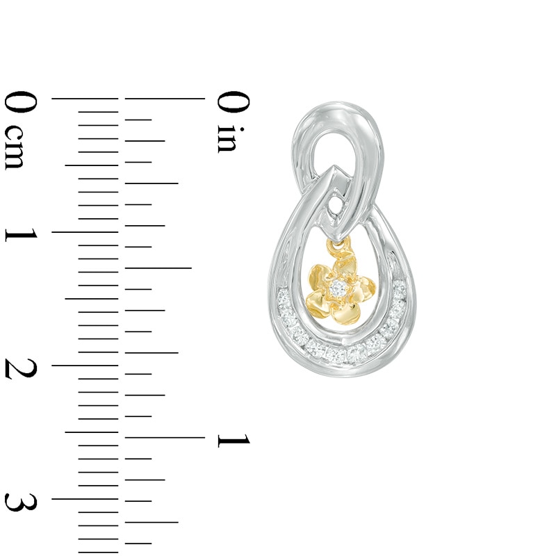 0.30 CT. T.W. Diamond Flower Teardrop Earrings in Sterling Silver and 10K Gold