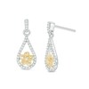 Thumbnail Image 1 of 0.18 CT. T.W. Diamond Teardrop Flower Earrings in Sterling Silver and 10K Gold