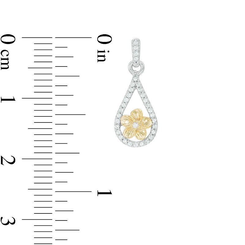 0.18 CT. T.W. Diamond Teardrop Flower Earrings in Sterling Silver and 10K Gold