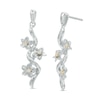 Thumbnail Image 0 of Diamond Accent Triple Pinwheel Flower Drop Earrings in Sterling Silver and 10K Gold