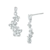Thumbnail Image 0 of 0.09 CT. T.W. Diamond Triple Pinwheel Flower Drop Earrings in Sterling Silver