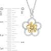 Thumbnail Image 1 of "Flowers of Love" 0.15 CT. T.W. Diamond Double Pinwheel Frame Pendant in Sterling Silver and 10K Gold