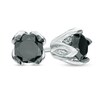Thumbnail Image 1 of 0.95 CT. T.W. Enhanced Black and White Diamond Tulip Stud Earrings in 10K White Gold