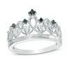 Thumbnail Image 0 of Black Diamond Accent Heart Crown Ring in Sterling Silver