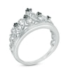 Thumbnail Image 1 of Black Diamond Accent Heart Crown Ring in Sterling Silver